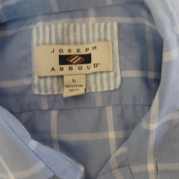 JOSEPH ABBOUD Men  SIZE L. Men's Blue Checkered Shirt - Picture 4 of 6